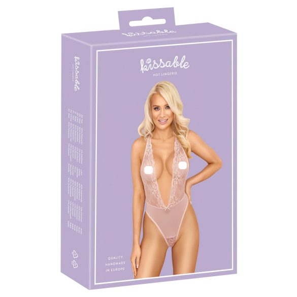 Kaislīgs mežģīņu bodijs (rozā) - L/XL