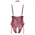 Cottelli Curves - sieviešu ķermeņa bodijs ar ķēdēm un mežģīnēm sarkans - 2XL