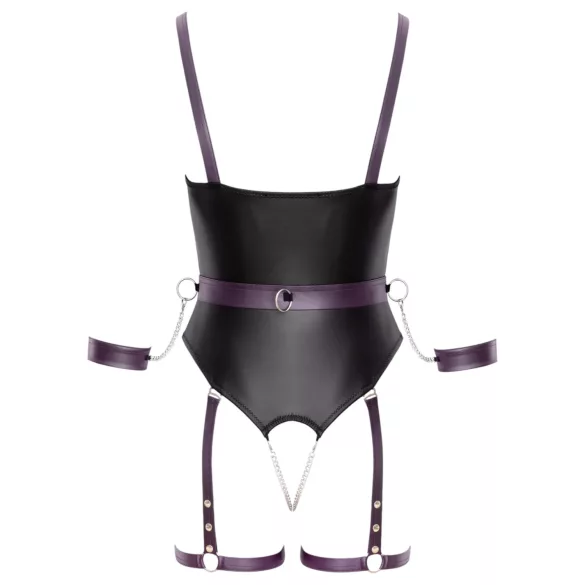Cottelli - atvērts bondage bodijs ar rokudzelžiem melns