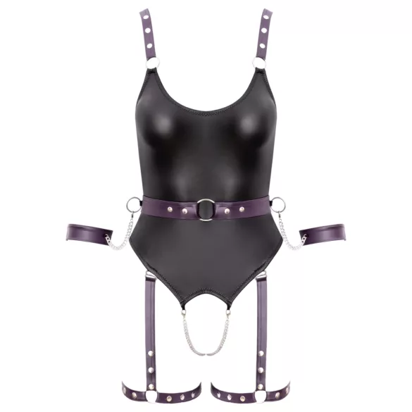 Cottelli - atvērts bondage bodijs ar rokudzelžiem melns - M