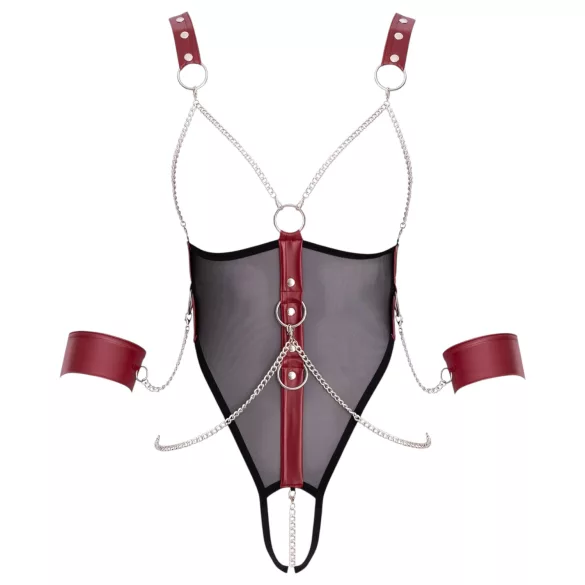 Cottelli Bondage - erotiskā sieviešu bodija ar ķēdi, melna