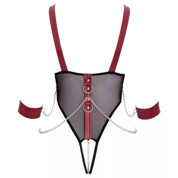 Cottelli Bondage - erotiskā sieviešu bodija ar ķēdi, melna - L