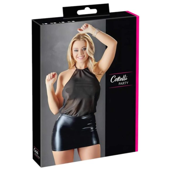 Cottelli - sieviešu spīdīga šifona kleita melna - XL