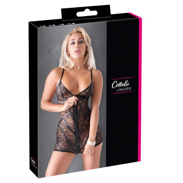 Cottelli - sieviešu mežģīņu kleita ar spīdīgām svītrām melna - M