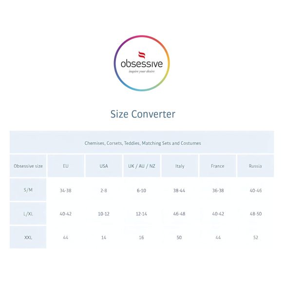 Obsessive sieviešu mežģīņu naktskleita un stringi sarkani - 2XL