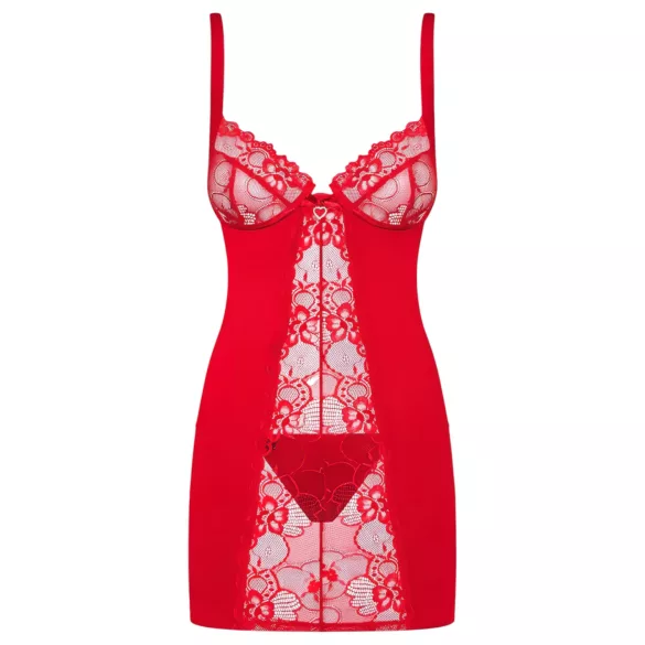 Obsessive Heartina - sieviešu naktskleita un string biksītes sarkanā krāsā - L/XL