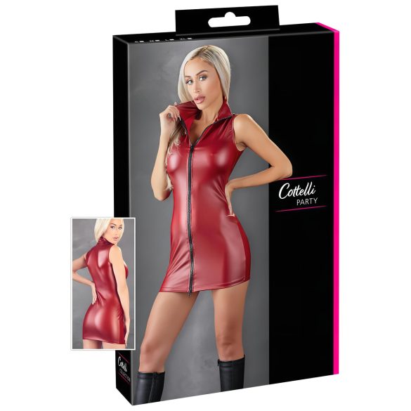 Cottelli Party - mirdzoša, sarkana, bezpiedurkņu mini kleita ar rāvējslēdzēju - XL