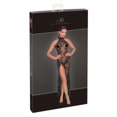 Noir - caurspīdīga garā kleita ar ziedu rakstu melna