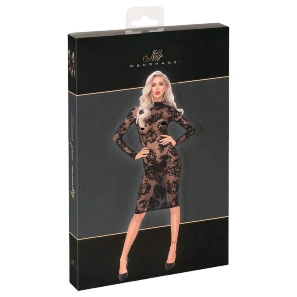 Noir - rožains, ar garām piedurknēm kleita (melna)