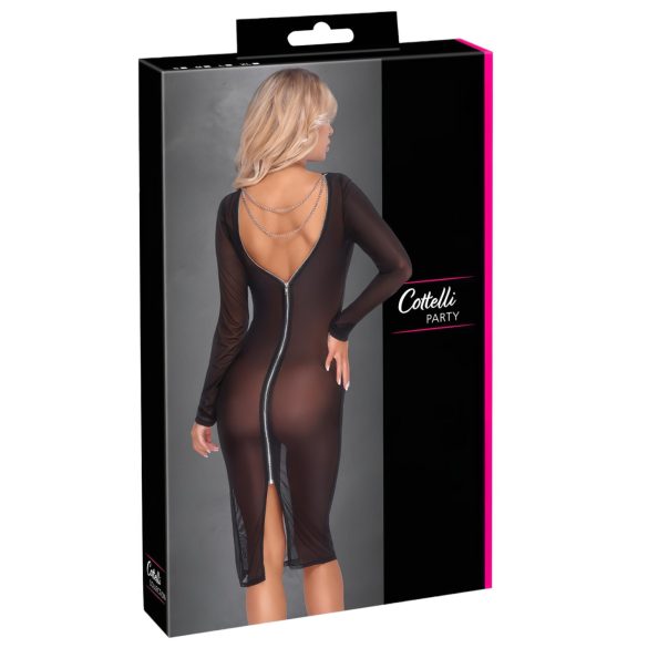 Cottelli Party - sieviešu caurspīdīga kleita ar rāvējslēdzēju, melna
