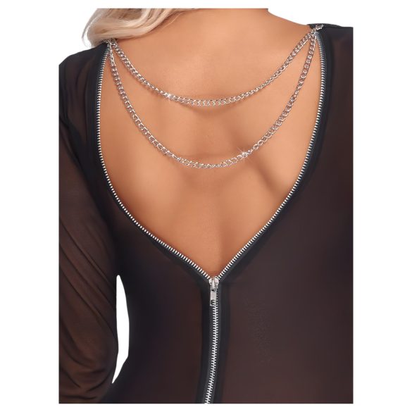 Cottelli Party - sieviešu caurspīdīga kleita ar rāvējslēdzēju, melna