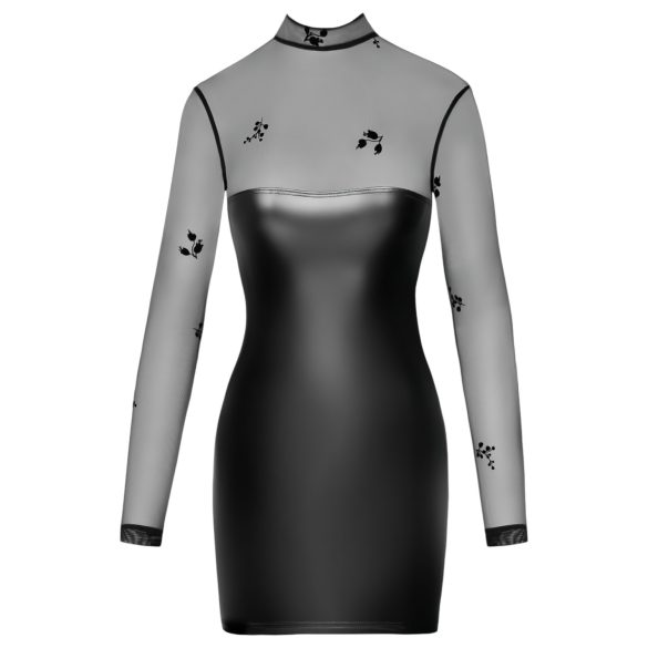 Noir - caurspīdīga spīdīga kleita ar augšdaļu melna - XL