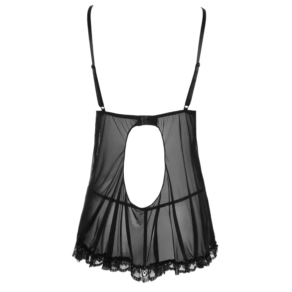Cottelli - sieviešu babydoll naktskrekls ar volāniem melns - XXL