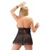 Cottelli Plus Size - mežģīņu viegls babydolls (melns) - 2XL