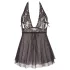 Cottelli plus size babydoll ar mežģīnēm melns - 3XL