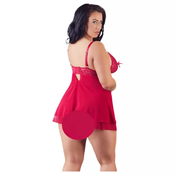 Cottelli plus size babydoll ar mežģīnēm sarkans - XL