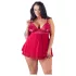 Cottelli plus size babydoll ar mežģīnēm sarkans - 3XL