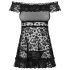 Obsessive Flores - volānu babydolls un stringbiksītes (melns) - L/XL