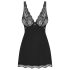 Obsessive Luvae - ziedu un strazdu naktskrekls ar stringiem (melns) - L/XL