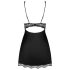 Obsessive Luvae - ziedu un strazdu naktskrekls ar stringiem (melns) - L/XL