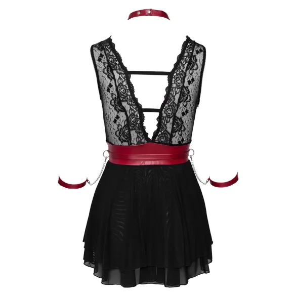 Cottelli Bondage - mežģīņu babydoll ar kakla siksnu (melns)