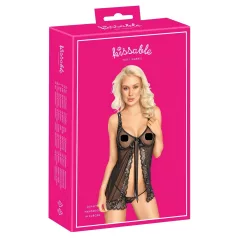 Skūpstāms - atvērts babydoll (melns)