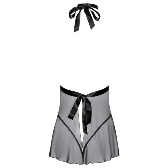 Kissable - mežģīņu babydoll ar kakla siksnu, melna - L/XL