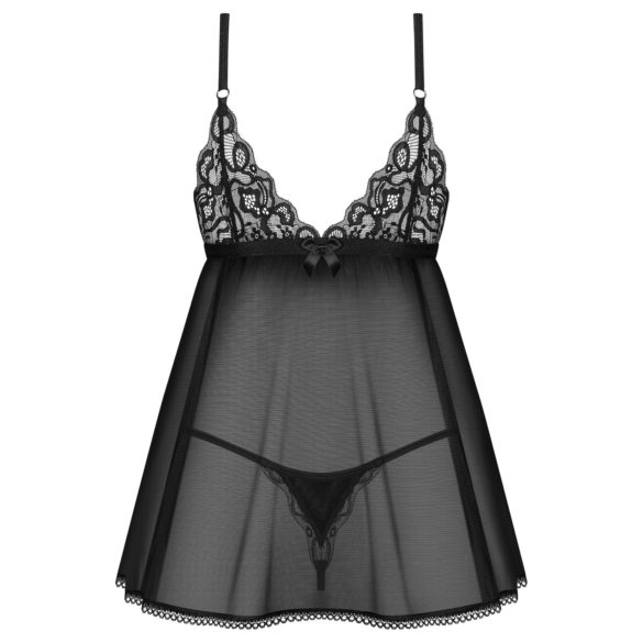 Obsessive babydoll komplekts ar mežģīnēm melns