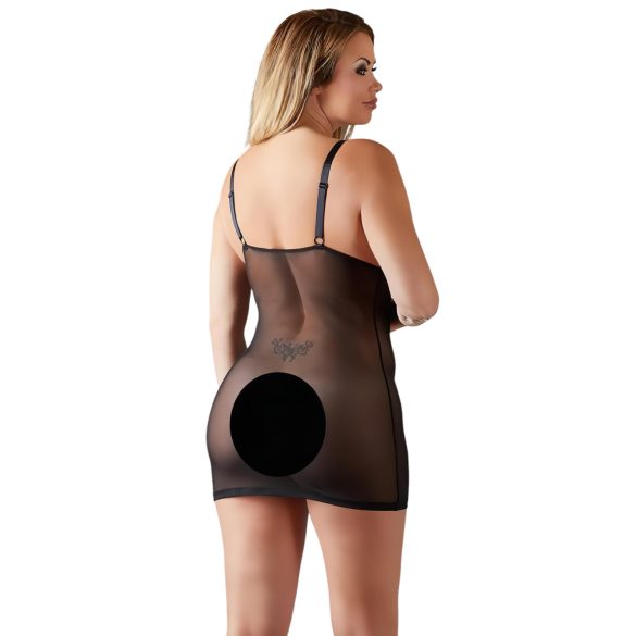 Cottelli Plus Size - mežģīņu caurspīdīga naktskrekls (melns) - 3XL