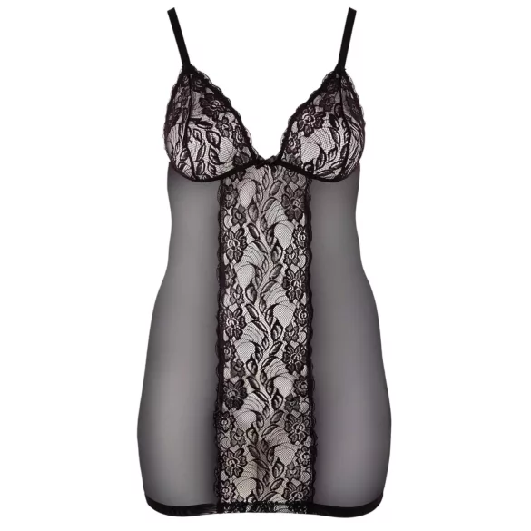 Cottelli plus size mežģīņu caurspīdīga naktskrekls melns - 4XL