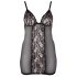 Cottelli Plus Size - mežģīņu caurspīdīga naktskrekls (melns) - 4XL