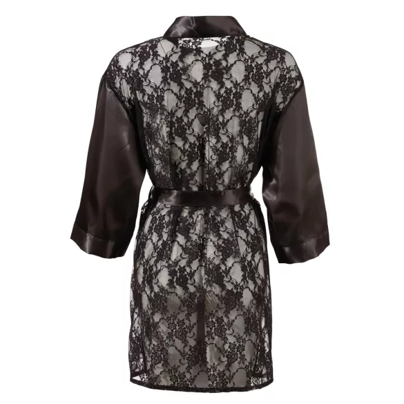 Cottelli - satīna mežģīņu īsais halāts melns - L/XL