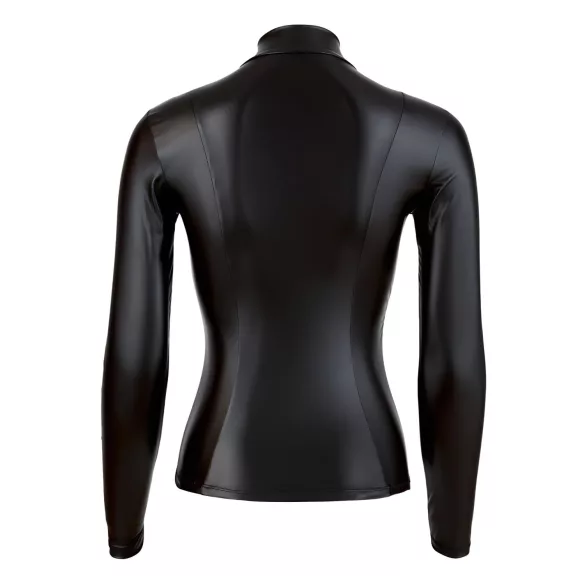 Cottelli - sieviešu glancēts garroku tops melns - XL