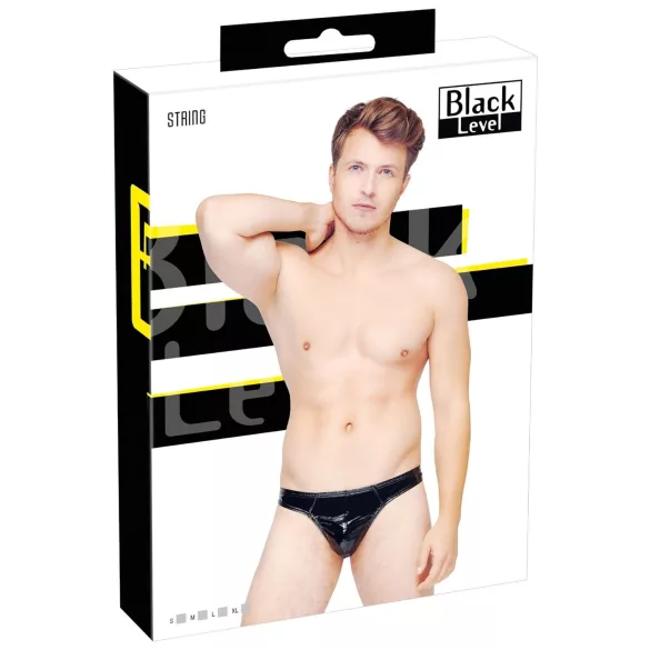 Black Level - vīriešu stringi klasiskie lakoti melni - L
