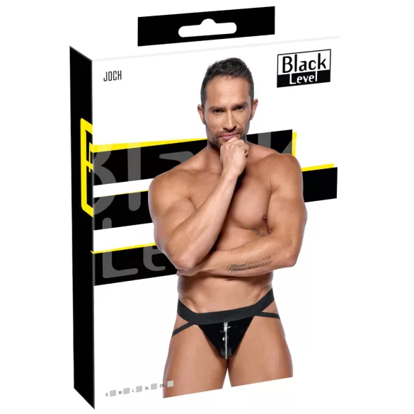 Black Level - vīriešu jockstrap biksītes ar rāvējslēdzēju melnas