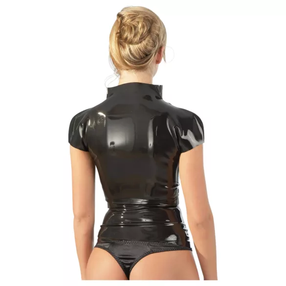 LATEX - sieviešu īsroku tops ar rāvējslēdzēju melns - XL