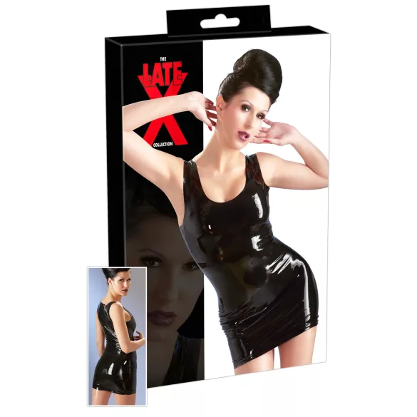 LATEX - bezpiedurkņu mini kleita melna