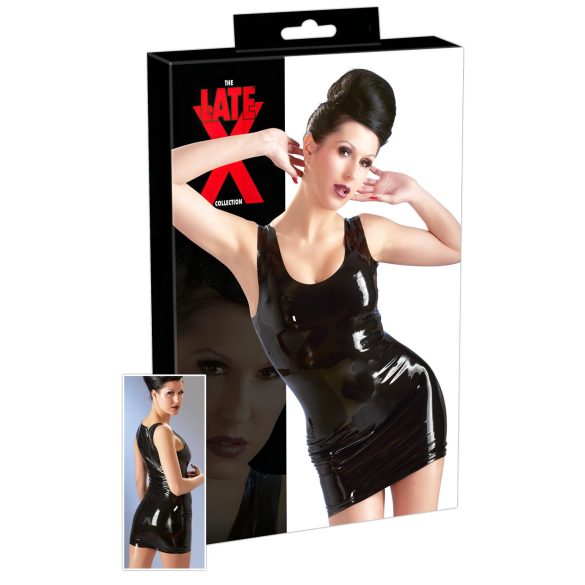 LATEX - bezpiedurkņu mini kleita (melna) - 2XL