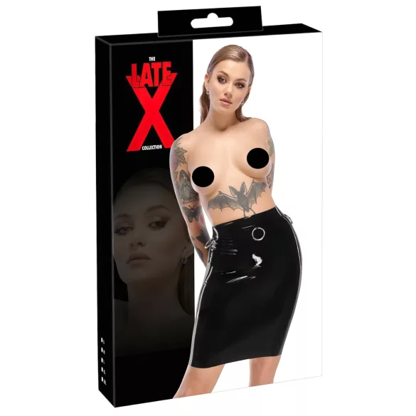 LATEX - melna lateksa vidēja garuma svārki