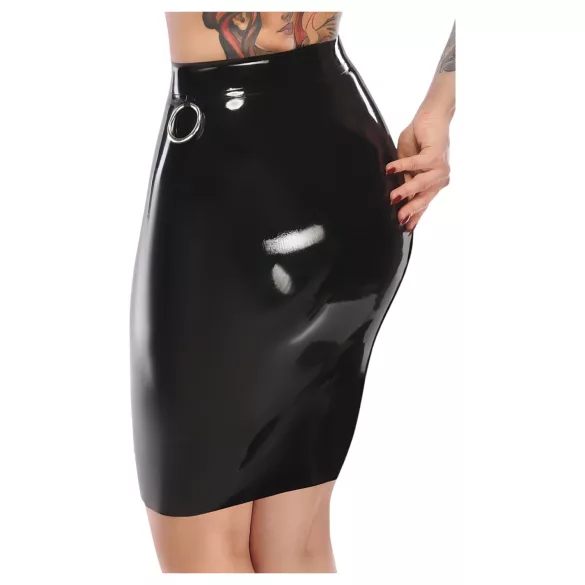 LATEX - melna lateksa vidēja garuma svārki