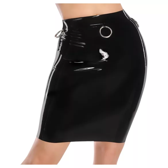 LATEX - melna lateksa vidēja garuma svārki - 2XL