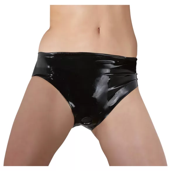 Latex sieviešu biksītes ar iebūvētu dildo (melnas)