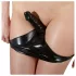 Latex sieviešu biksītes ar iebūvētu dildo (melnas) - L