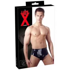   Latex vīriešu apakšbikses ar iekšēju konisku anālo dildo (melnas)