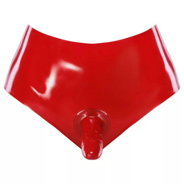 LATEX - apakšbikses ar reālistisku dildo (sarkanas)