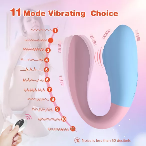Mrow 03 - pāru vibrators, uzlādējams, ūdensizturīgs, zils-rozā