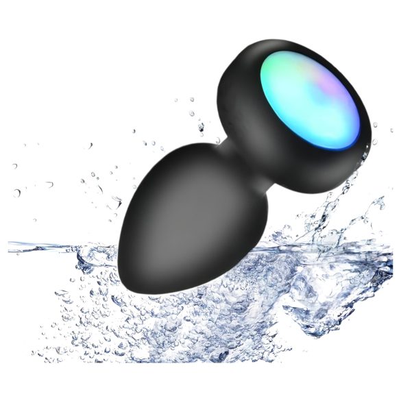 Mrow - anālais vibrators ar radio vadību, gaismas efekti, melns