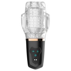   Funny Me Rocket Cup - sūkšanas-vibrācijas masturbators (caurspīdīgs-melns)