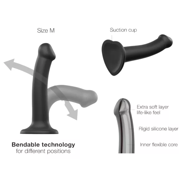Strap-on-me divkāršs dildo ar diviem slāņiem melns