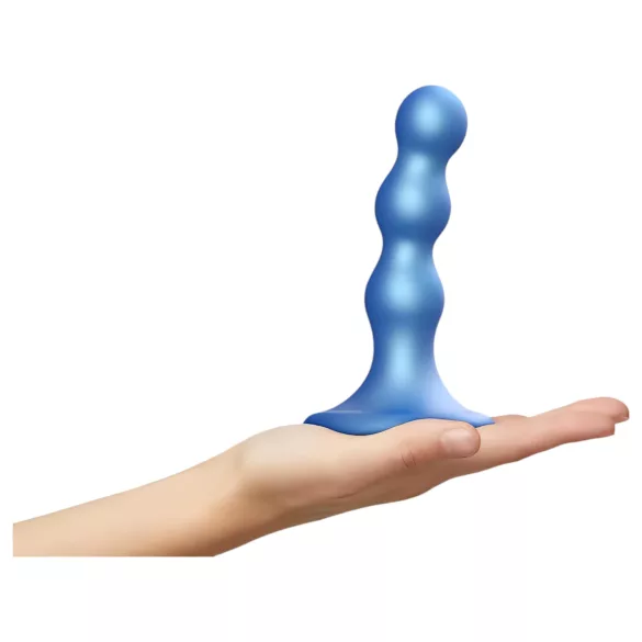 Strap-on-me dildo ar bumbiņām un piesūcekni, zils, S izmērs